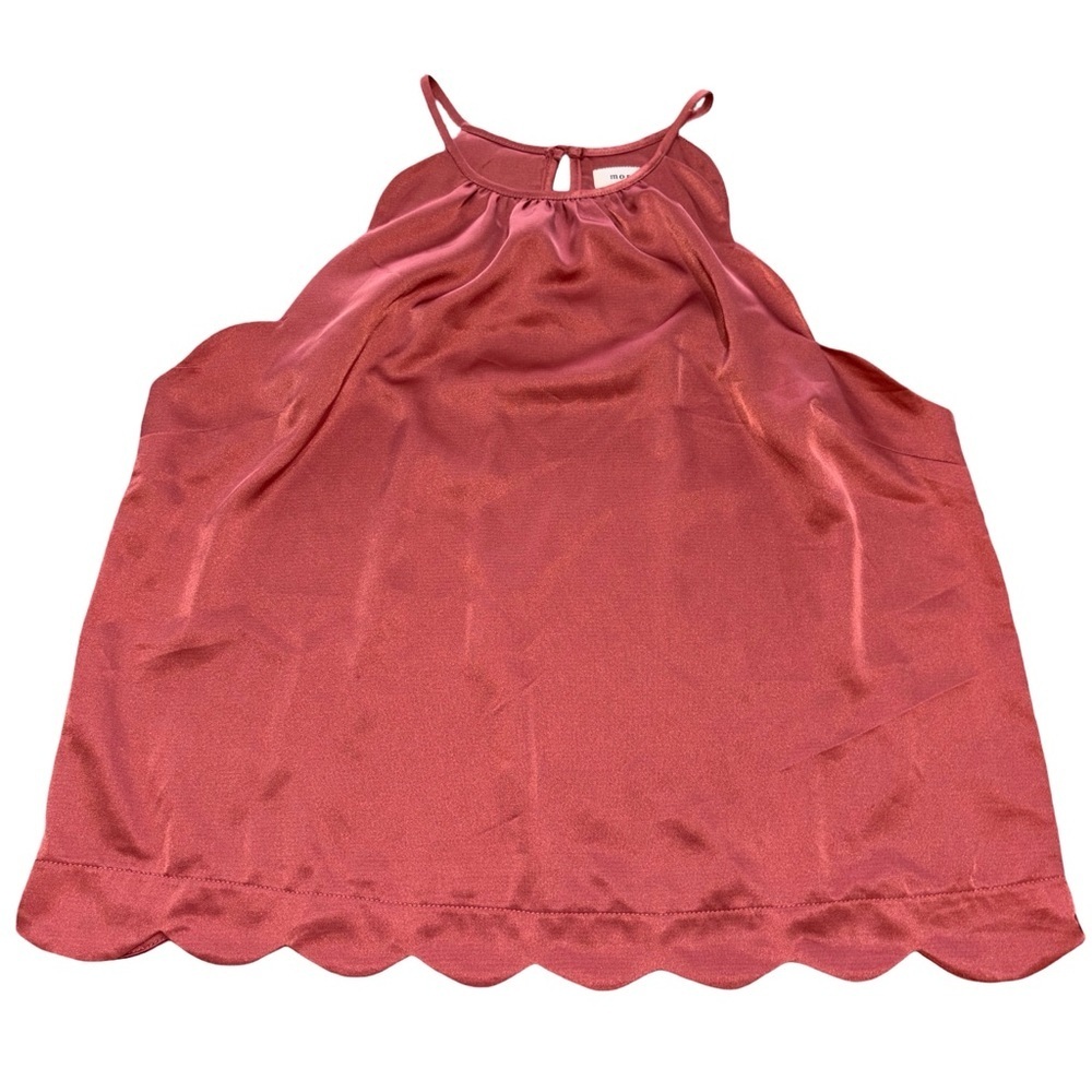 Rust Monteau Halter Tank Top Scalloped Hem Flowy Cami Blouse Size XL